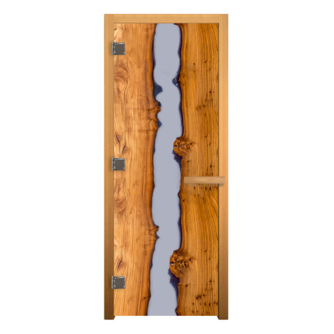 Дверь стекло ФОТОПЕЧАТЬ 1900x700 8мм 3 петли рис. СЛЭБ ЛЮКС  (осина)